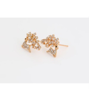 Smalki apzeltīti auskari  ar baltiem cirkoniem, 18 karātu zelta pārklājums